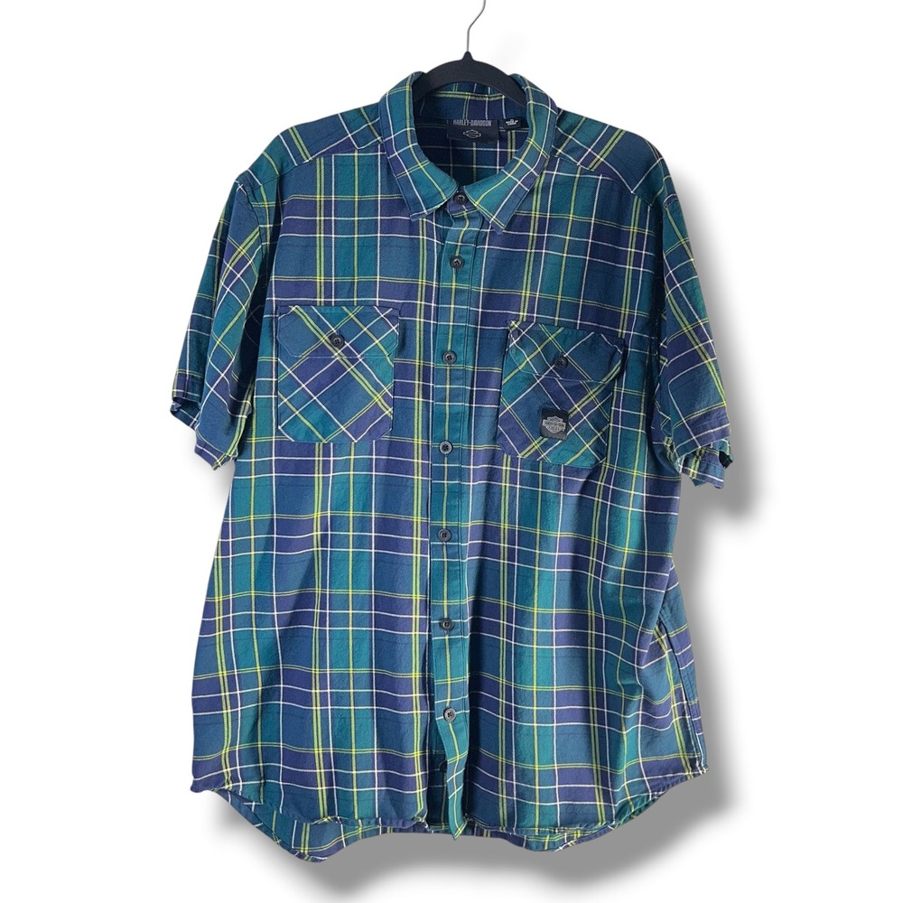 Harley-Davidson Mens Sz XL Shirt Wrench Crew Plaid Button Up Biker 96166-23VM